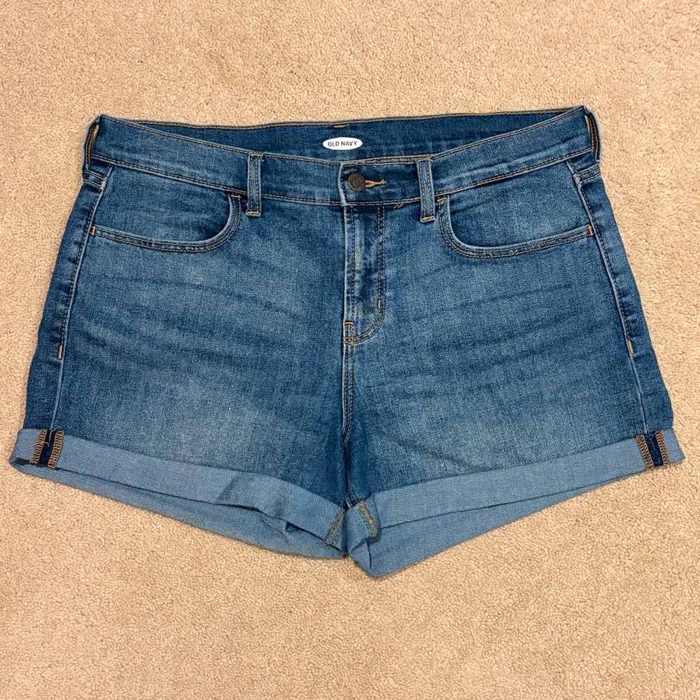 Old Navy Blue Denim Shorts Womens Size 10 Cuffed Mid Rise Festival Summer Jean - Picture 2 of 11